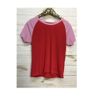 Size XL Rose Juniors Color Blocked Red Rib-Knit